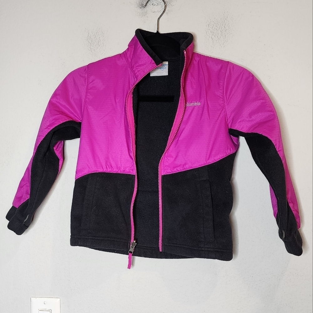 Columbia Pink fleece nylon jacket. Kids size xs